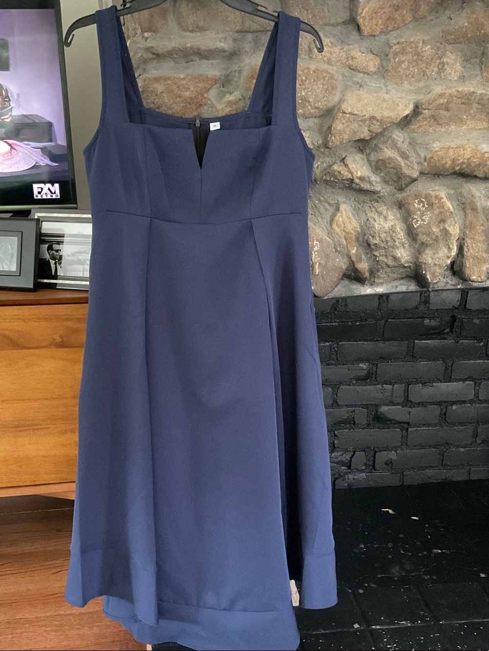 Classic Navy Square-Neck A-Line Dress